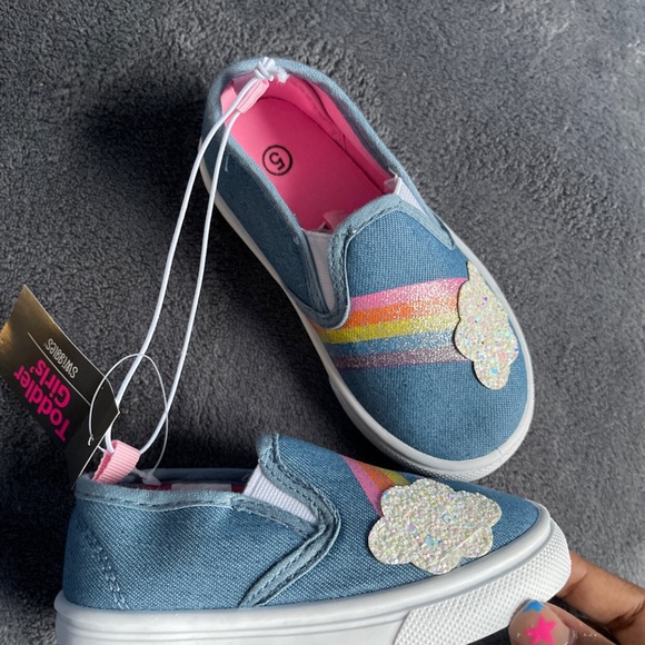 Baby girl denim cloud rainbow slip ons - Picture 3 of 3